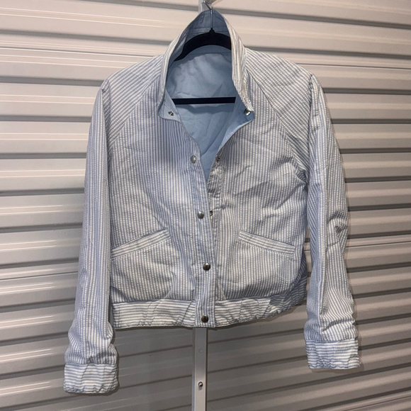 Vintage IZZI Jacket Blue PIN STRIP Women's Size MEDIUM - Picture 7 of 9